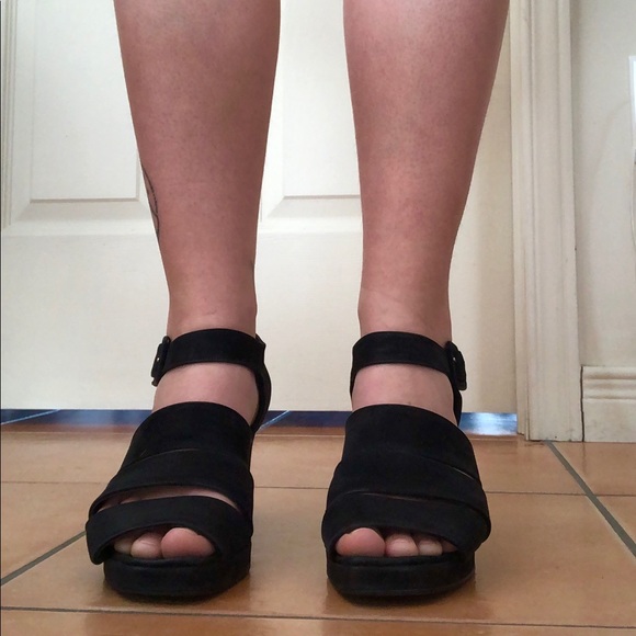 🖤Jane Debster black Spanish suede platform heels Y2K - Picture 4 of 4